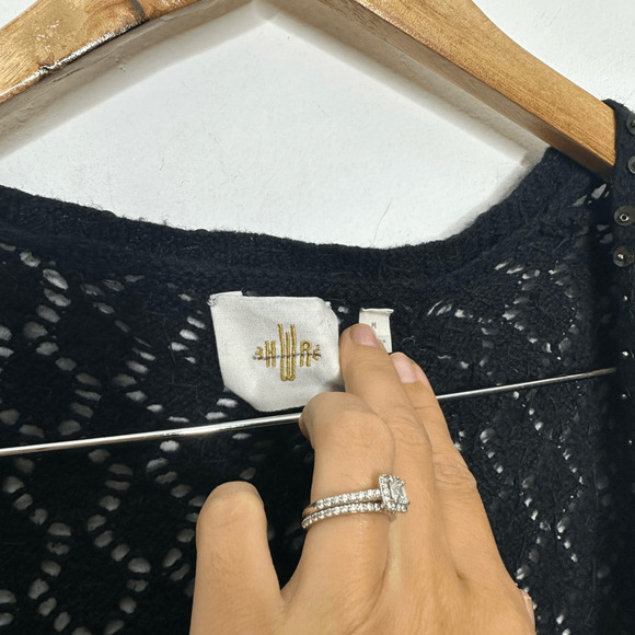 y2k ANTHROPOLOGIE Monogram sequined Cardigan Womens M cropped metallic open - Picture 5 of 8